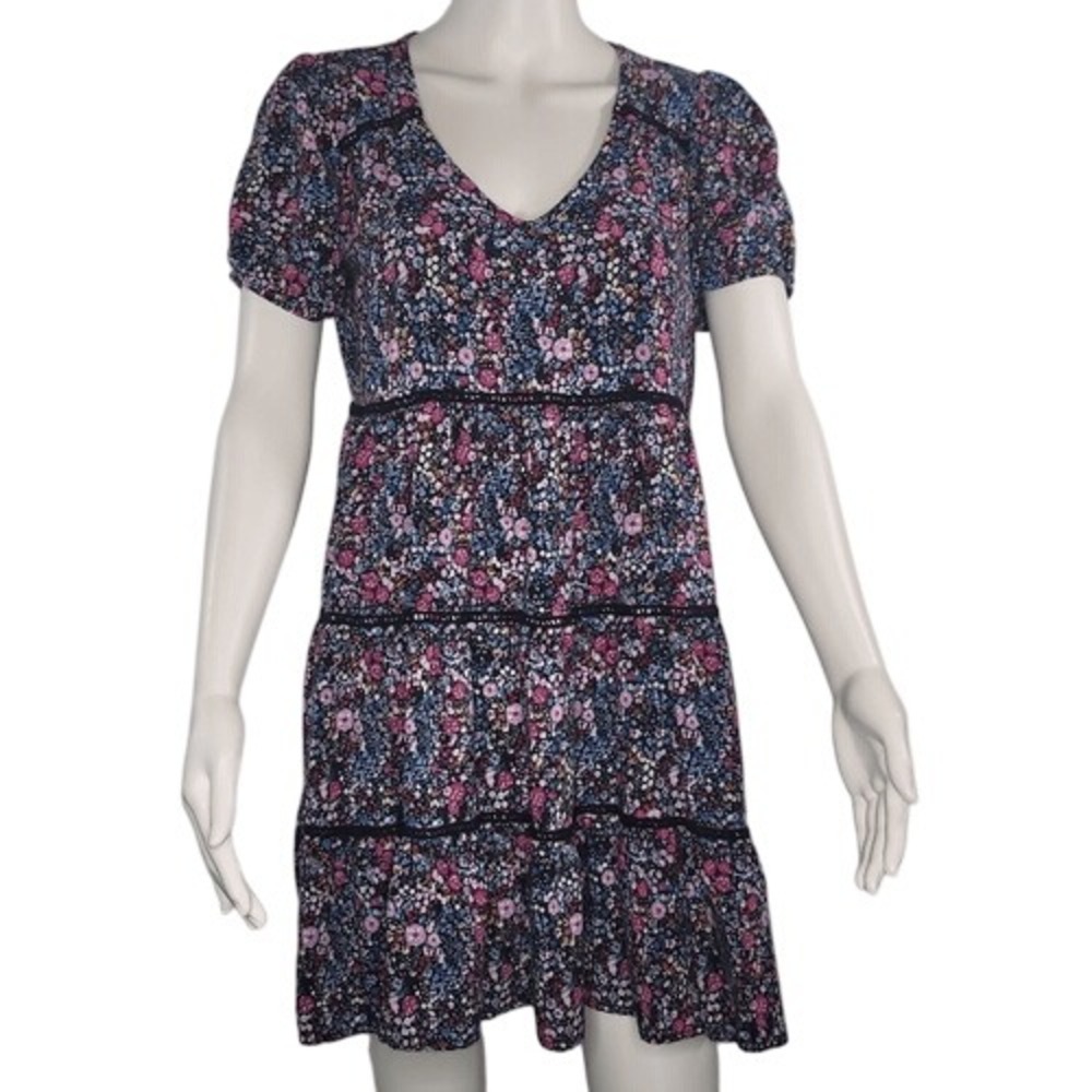 Wild‎ Fable Multi Color Floral V-Neck Babydoll Dress